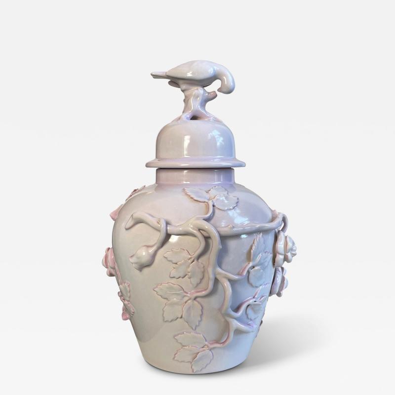  R rstrand Rorstrand Studio Exquisite Lidded Vase with Roses and Bird Design by Rorstrand