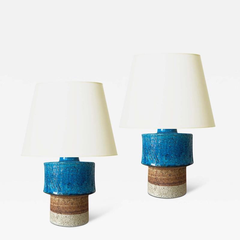  R rstrand Rorstrand Studio Pair of Petite Brutalist Style Table Lamps by Inger Persson for R rstrand