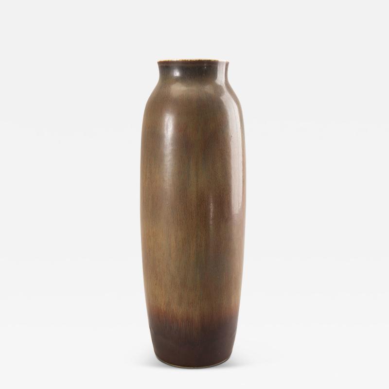  R rstrand Rorstrand Studio Tall Vase with Hare Fur Raw Umber Brown Glaze by Carl Harry St lhane