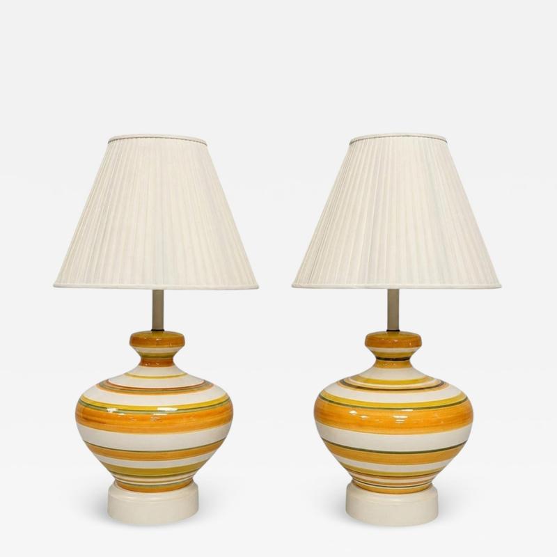  REMAINS LIGHTING A pair of Vintage 1960s Striped Ceramic Table Lamps by Remains Lighting