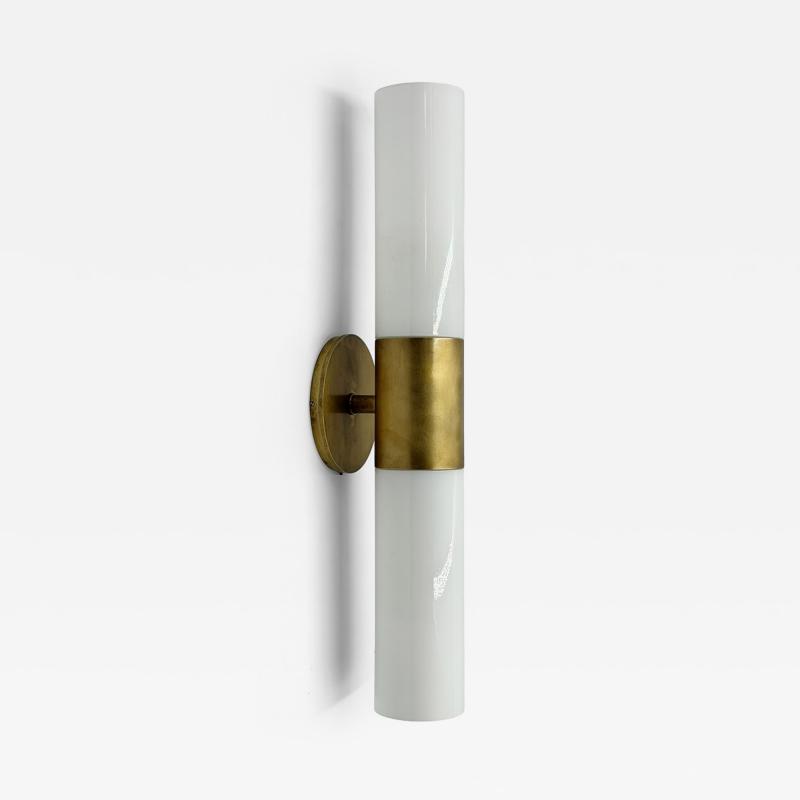  REMAINS LIGHTING Alan Wanzenberg Judson Brass Milk Glass Wall Sconce for Remains Lighting