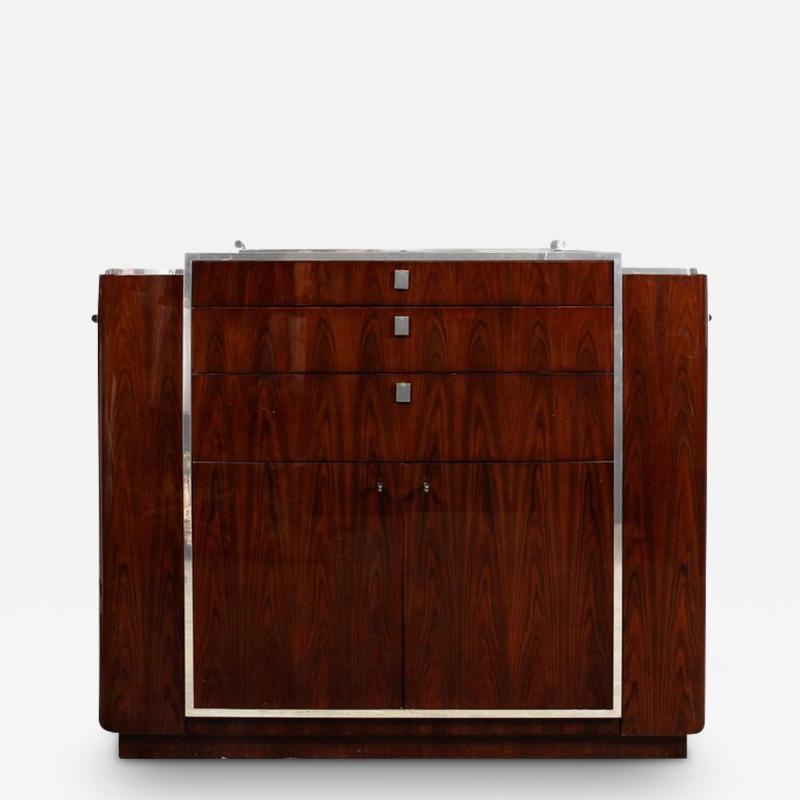  Ralph Lauren Book matched Santos Rosewood Nickeled Bronze Duke Bar Cabinet by Ralph Lauren