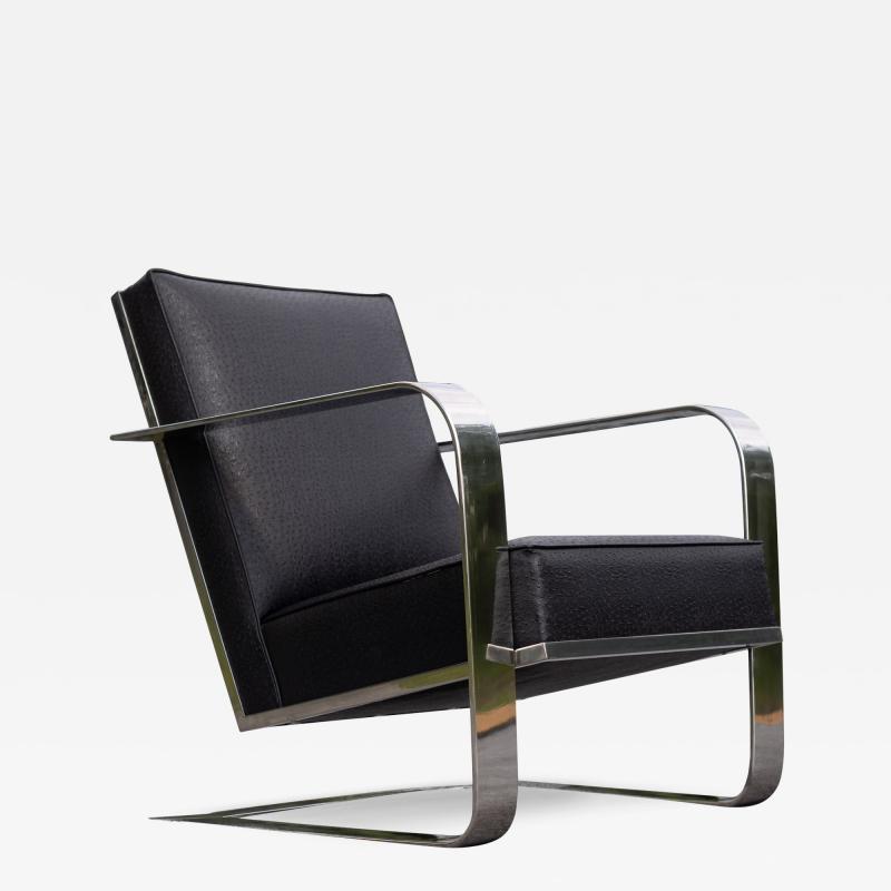  Ralph Lauren Ralph Lauren Bohemian Chrome Black Ostrich Leather Cantilever Lounge Chair