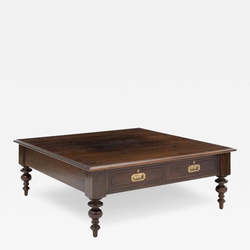  Ralph Lauren Ralph Lauren Campaign Style Wood Brass Mounted Coffee Cocktail Table