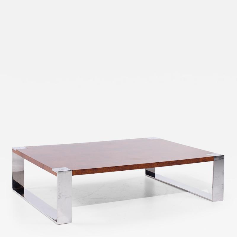  Ralph Lauren Ralph Lauren Mid Century Burlwood and Stainless Steel Cocktail Coffee Table