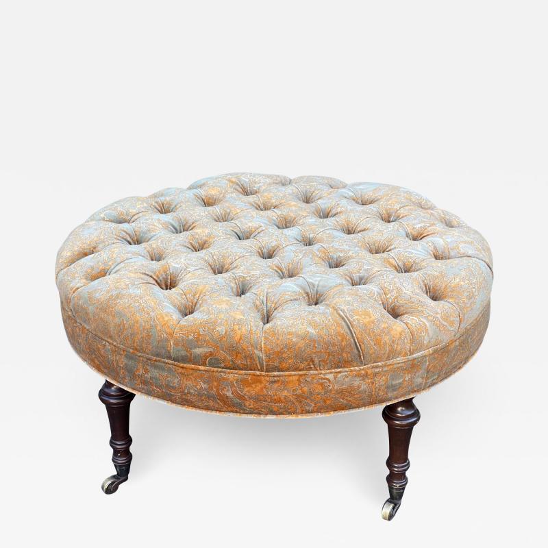  Ralph Lauren Ralph Lauren Round Tufted Ottoman W Kravet Couture Paisley Velvet