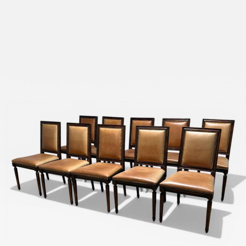  Ralph Lauren Set of 10 Ralph Lauren Louis XVI Leather Dining Chairs