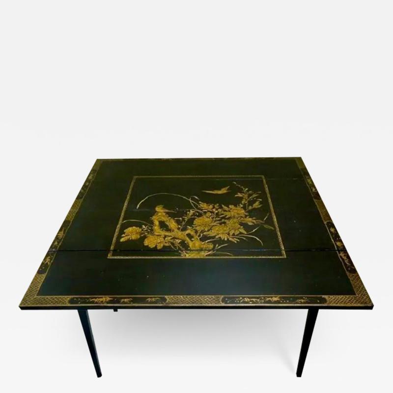  Randolph Hein Chinoiserie Decorated Randolph Hein Black Gold Metamorphic Game Table