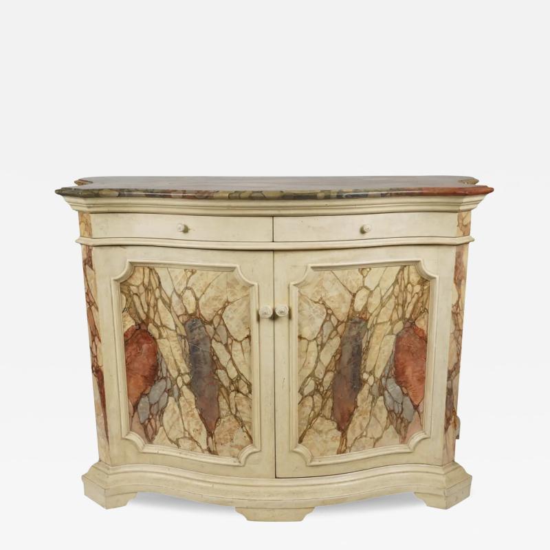  Randolph Hein Italian Trompe lOeil Faux Marble Painted Wood Credenza Buffet