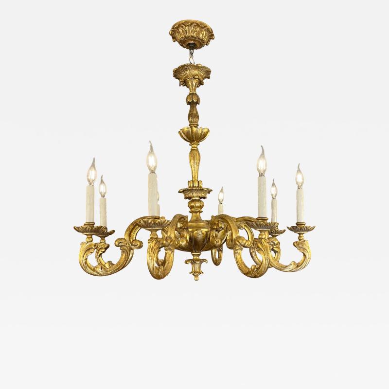  Randy Esada Designs 18th C Style Carved Italian Gilt Wood 8 Light Chandelier by Randy Esada