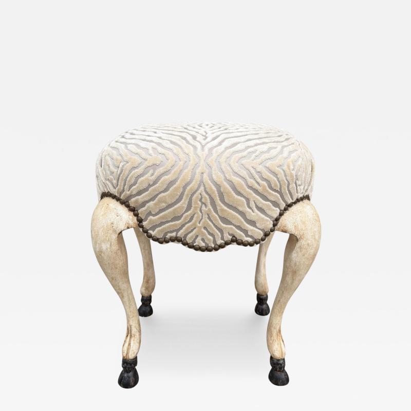  Randy Esada Designs 18th C Style Hoof Foot Taboret Footstool W Cut Velvet 1 of 2 Available