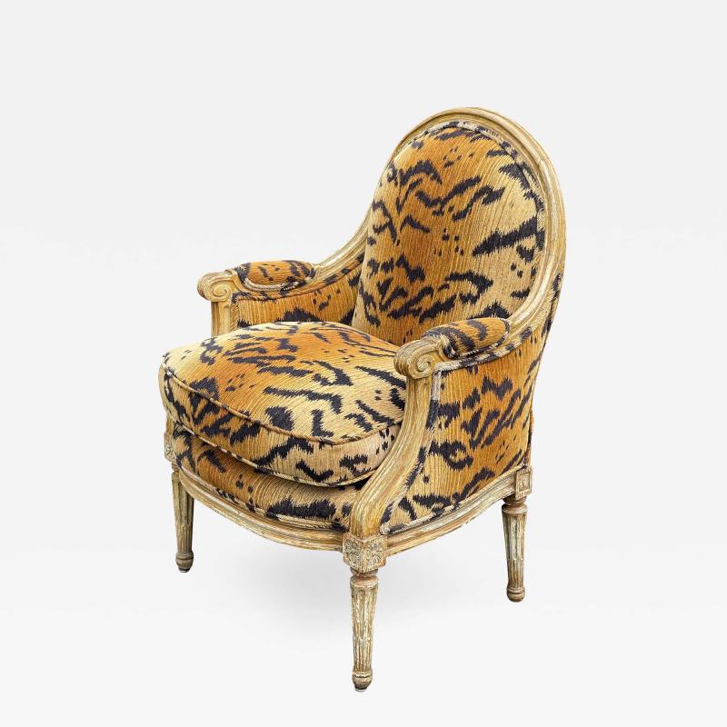  Randy Esada Designs Antique Louis XVI Arm Chair W Scalamandre Tigre Tiger Velvet