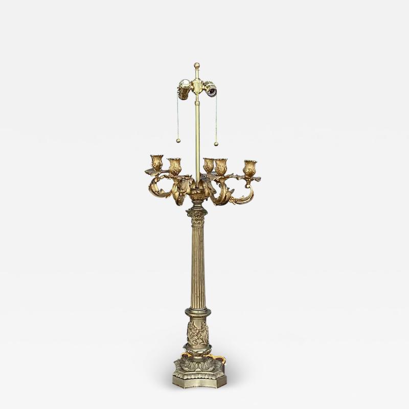  Randy Esada Designs Antique Neoclassical Gilt Bronze Candelabra Now a Designer Lamp