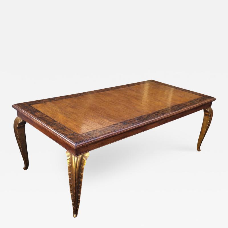  Randy Esada Designs Carved French Walnut Dining Table W Giltwood Palm Leaf Leg by Randy Esada