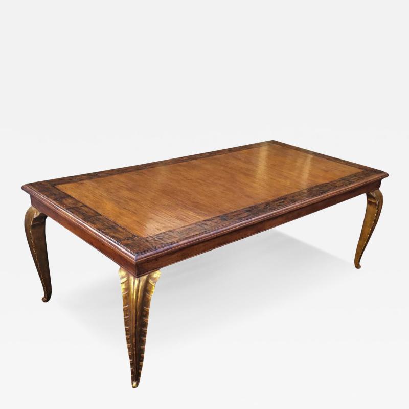  Randy Esada Designs Carved French Walnut Dining Table W Giltwood Palm Leaf Leg by Randy Esada