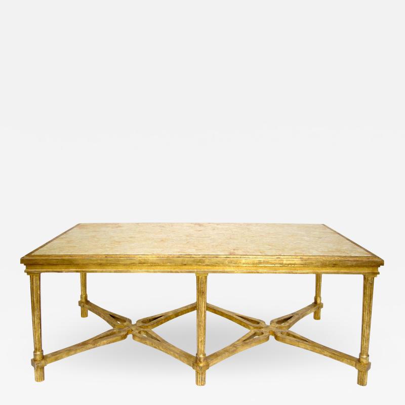  Randy Esada Designs Carved Italian Gilt wood Coffee Table With Marble Top by Randy Esada Designs