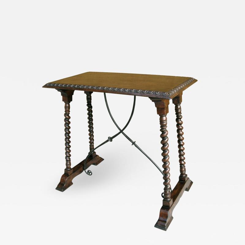  Randy Esada Designs Carved Italian Walnut Wrought Iron Sorrento Side Table by Randy Esada