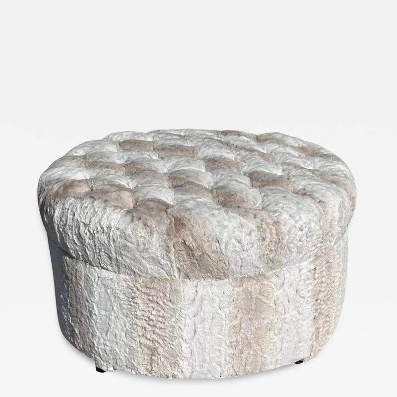  Randy Esada Designs Modern Designer Faux Rabbit Fur Round Ottoman Pouf by Randy Esada Designs