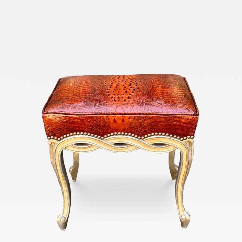  Randy Esada Designs Regency Style Designer Taboret Bench W Crocodile Leather by Randy Esada