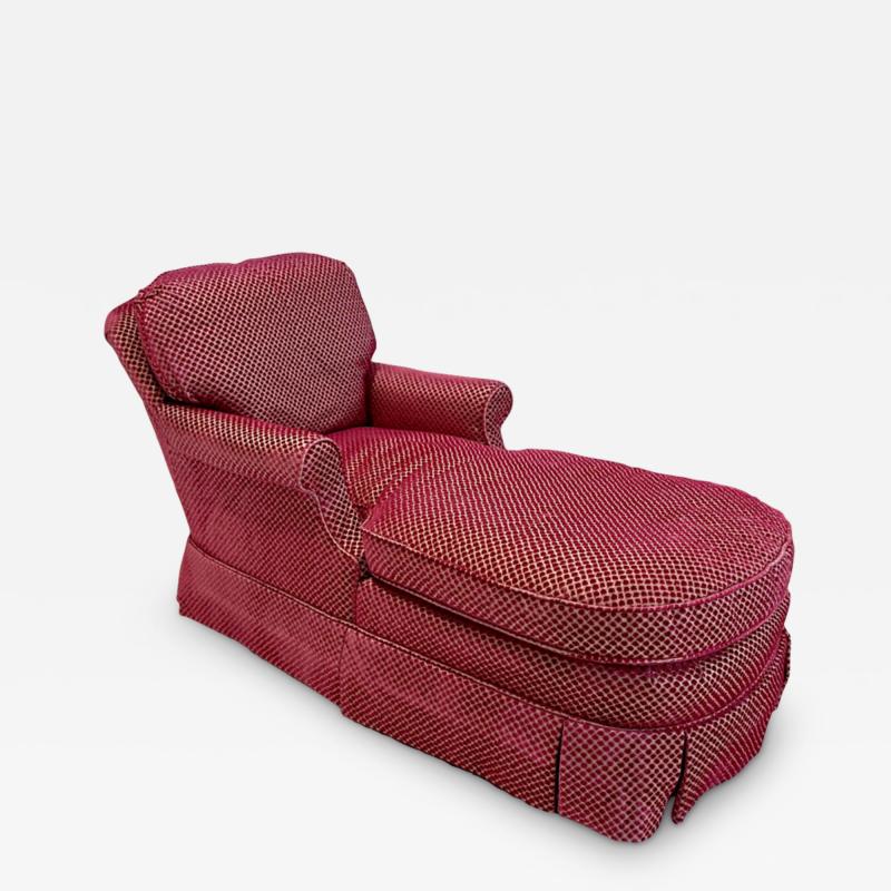  Randy Esada Designs Scalamandre Pink Beige Cut Velvet Down Filled Chaise Lounge