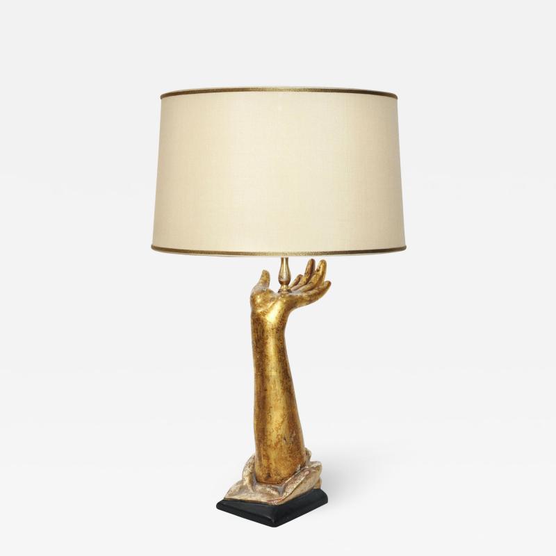  Randy Esada Designs Sculpted Arm Designer Gilt wood Table Lamp by Randy Esada Designs for PROSPR