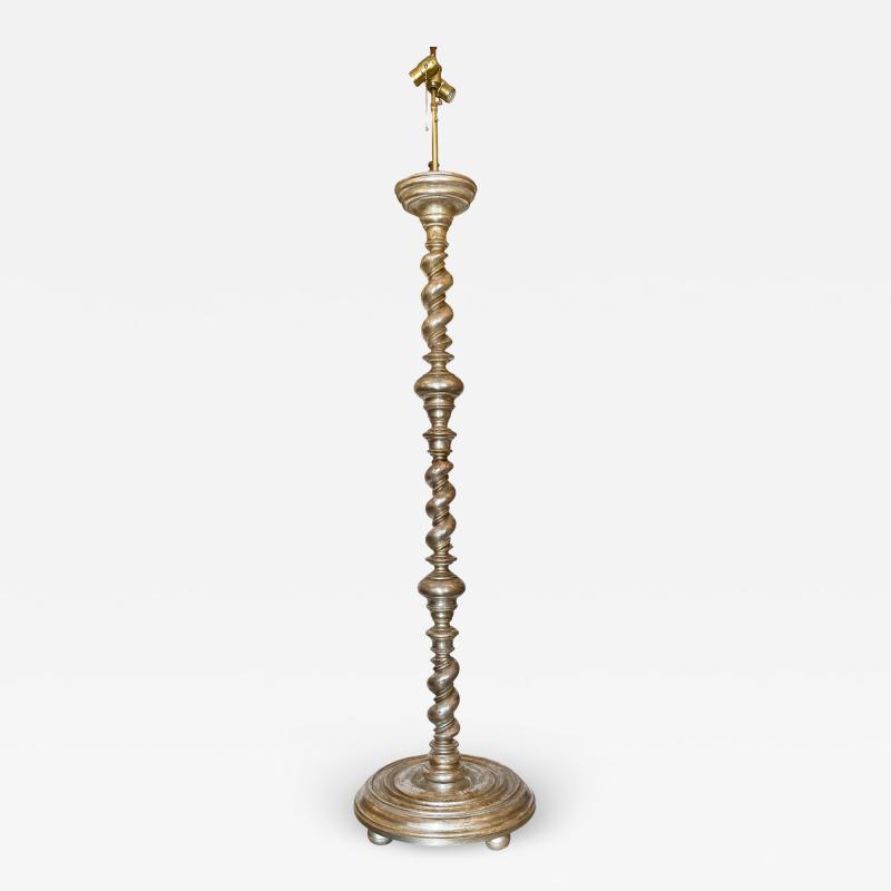  Randy Esada Designs White Gold Spanish Colonial Giltwood Designer Floor Lamp Malaga by Randy Esada