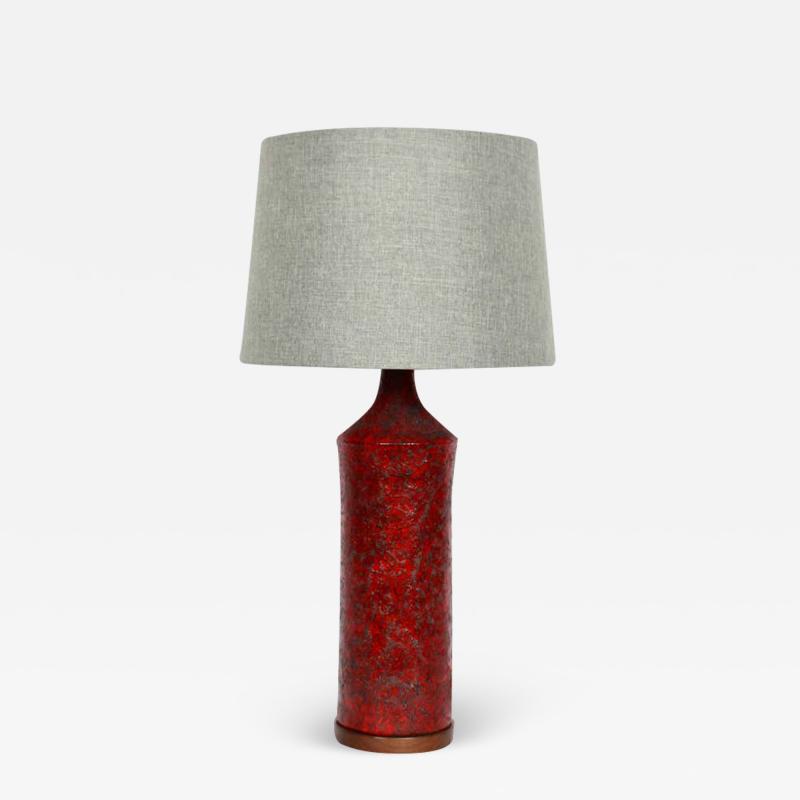  Raymor Fantoni for Raymor Red Lava Glaze Art Pottery Table Lamp 1950