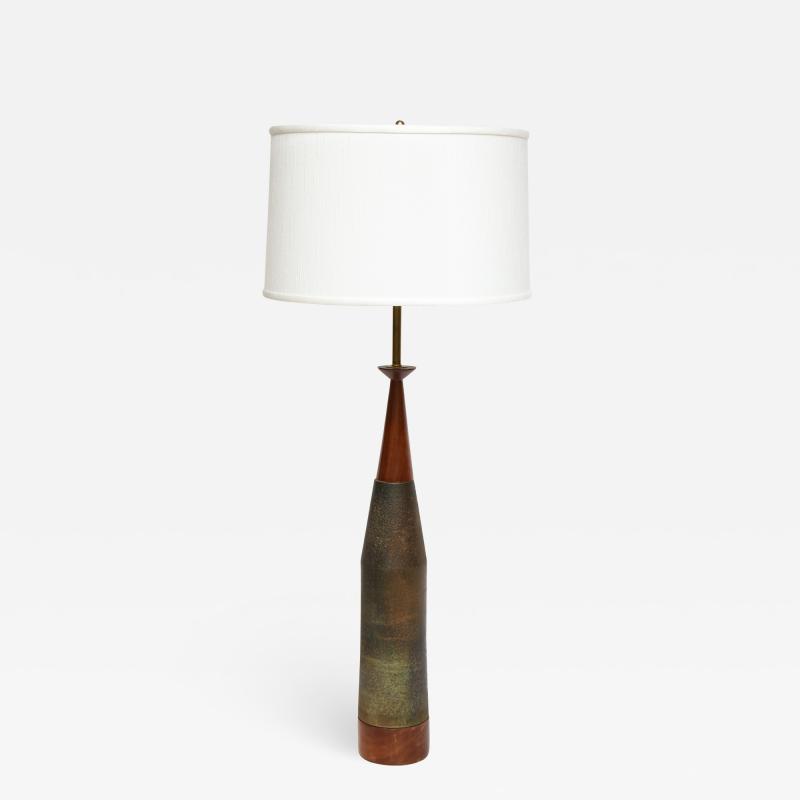  Raymor Monumental Ceramic Walnut Table Lamp By Raymor