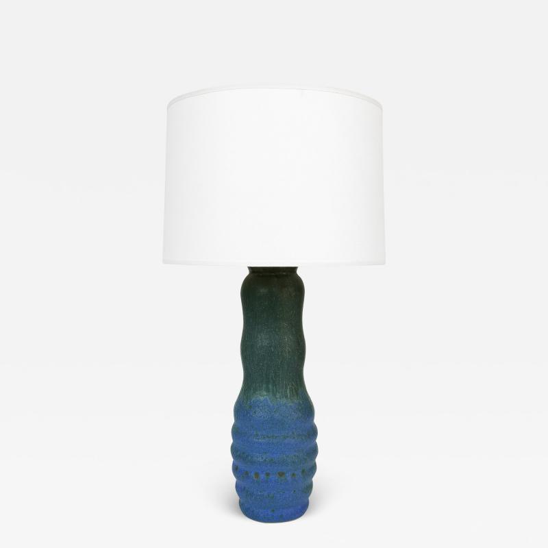  Raymor Raymor Blue and Green Ceramic Table Lamp in the Style of Marcello Fantoni