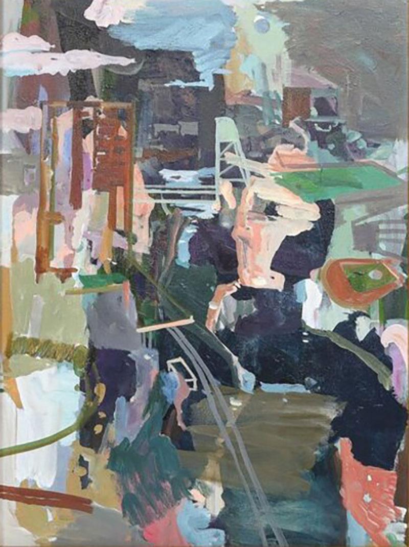  Rebecca Allan Harlem River Eclipse Rebecca Allan Color Field Acrylic on Canvas Painting