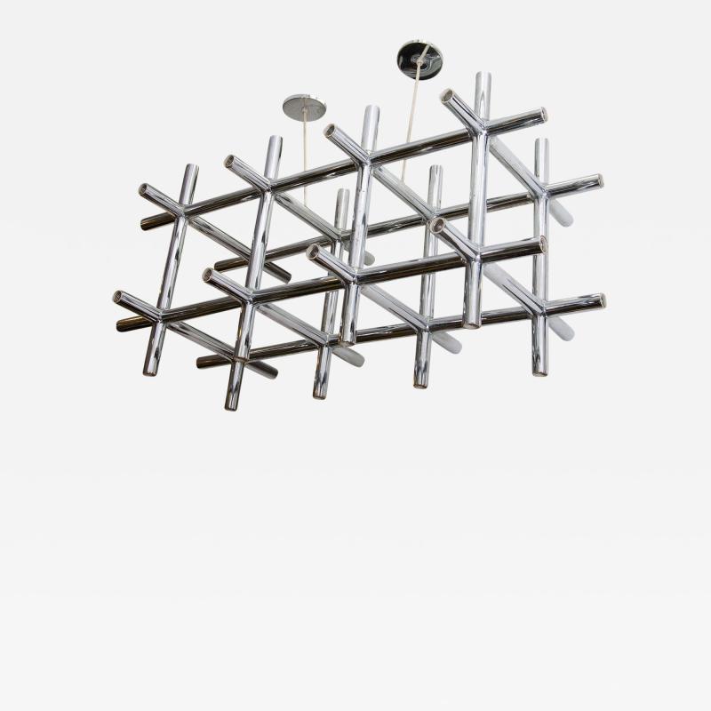  Reggiani Large Modernist Italian Tubular Chandelier