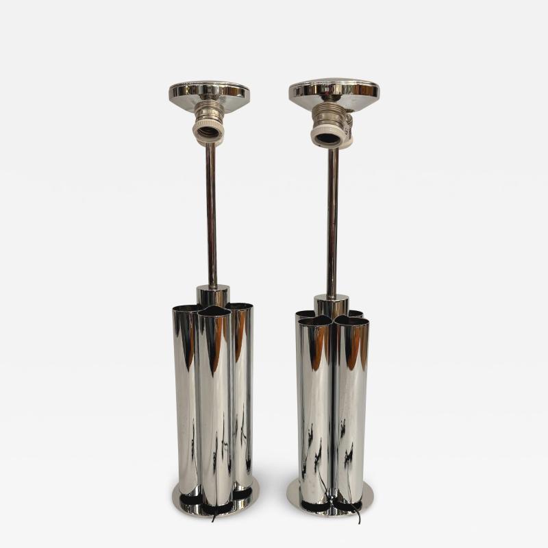  Reggiani Pair of large chromed steel lamps Reggiani Italy circa 1970