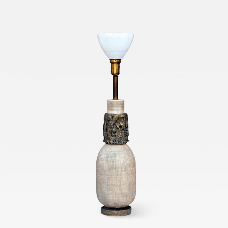  Reglor Impressive Ceramic and Gilt Bronze Lamp by Reglor of California