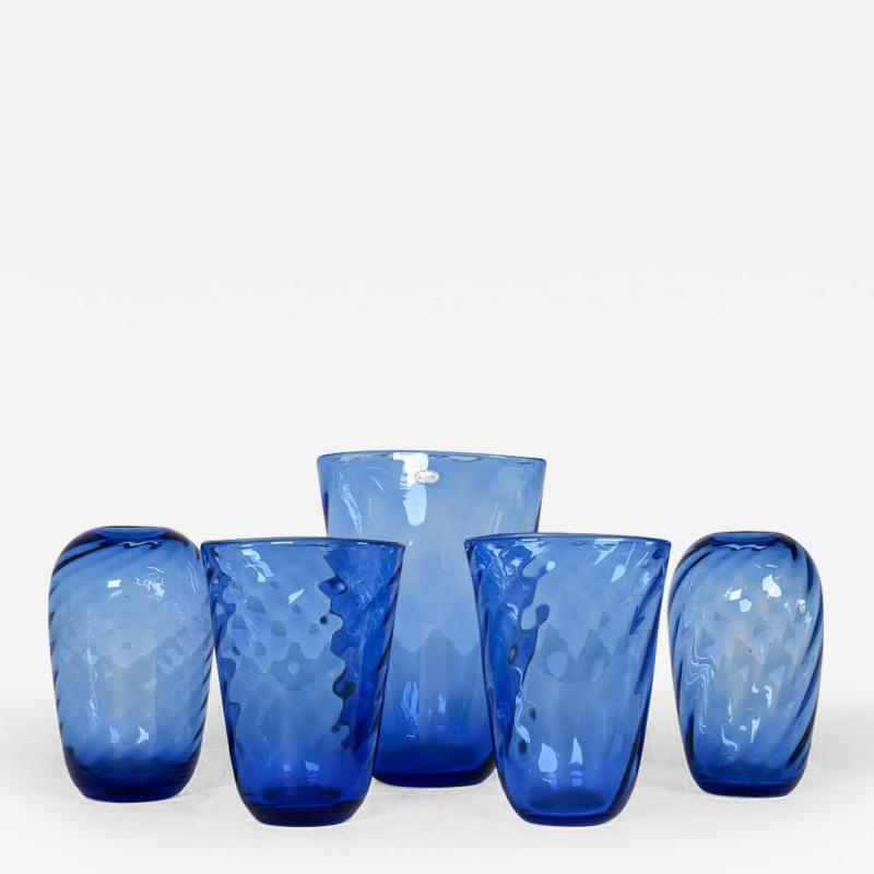  Reijmyre Glasbruk Art Deco Set of 5 Glass Vases Reijmyre Sweden 1940s