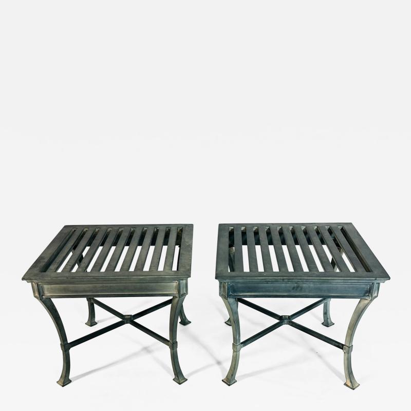  Restoration Hardware Pair of Restoration Hardware Antibes Aluminum Side Tables