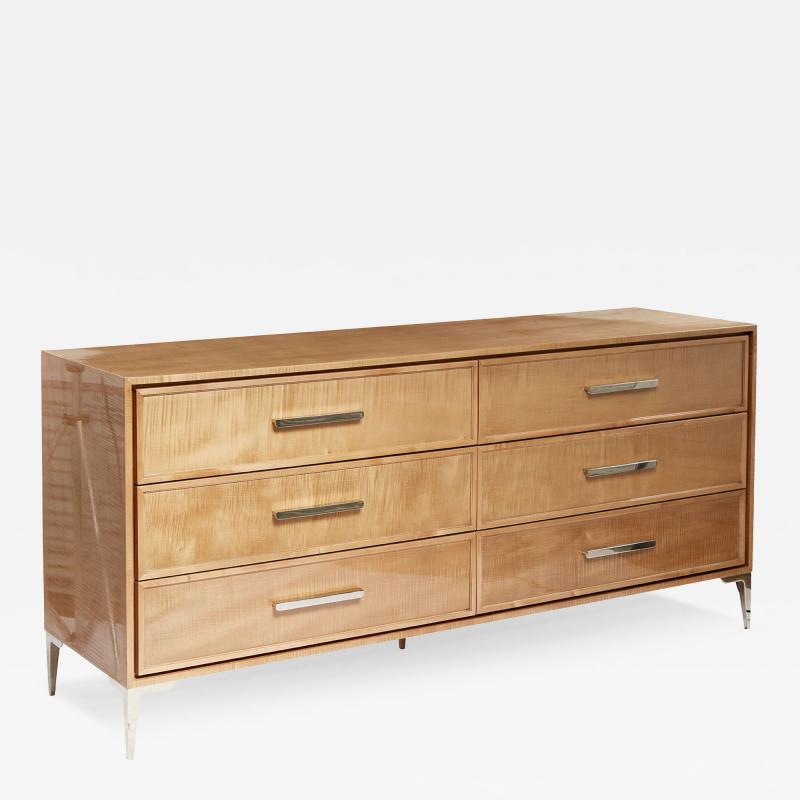 Restoration Hardware Sycamore and Nickel Chest of Drawers