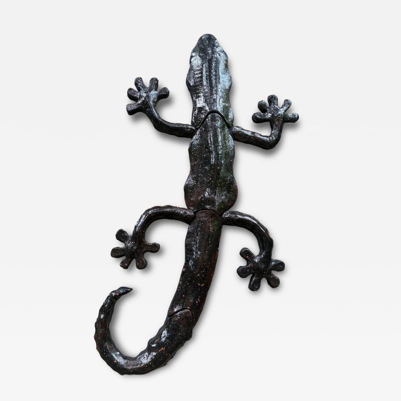  Rexx Fischer Monumental Glazed Ceramic Gecko Wall Sculpture by Rexx Fischer Florida Artist