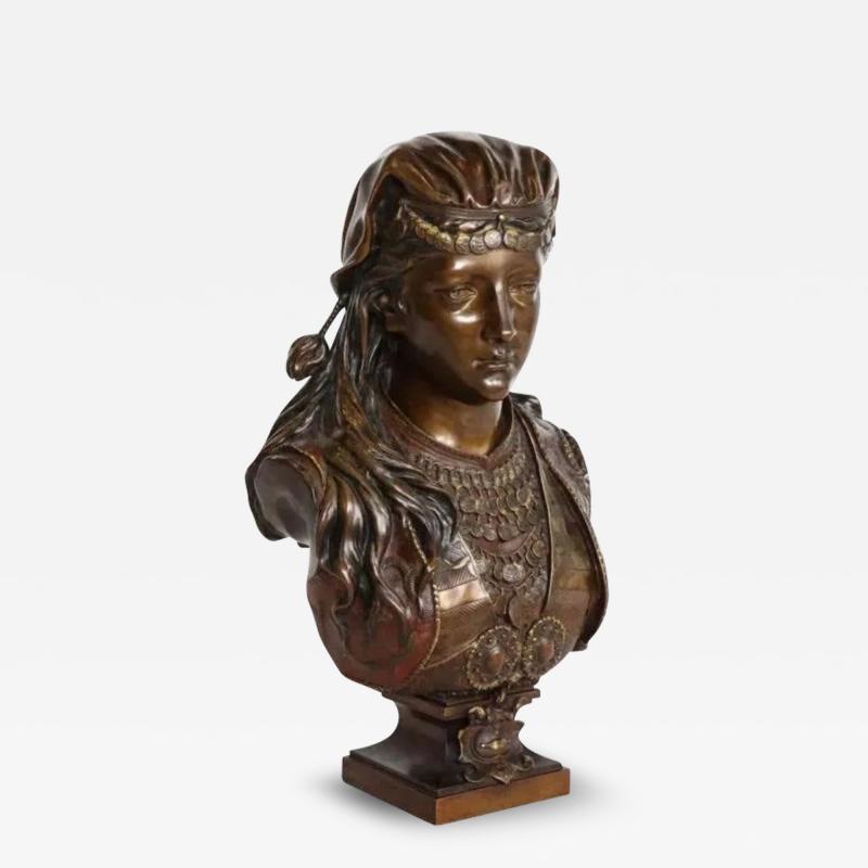  Rimbez C An Exquisite French Multi Patinated Orientalist Bronze Bust of Beauty