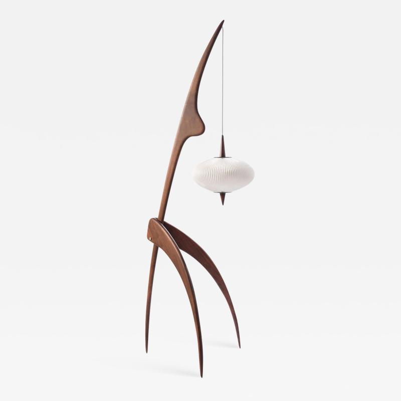  Rispal Large Rispal Praying Mantis Sculptural Floor Lamp in American Walnut