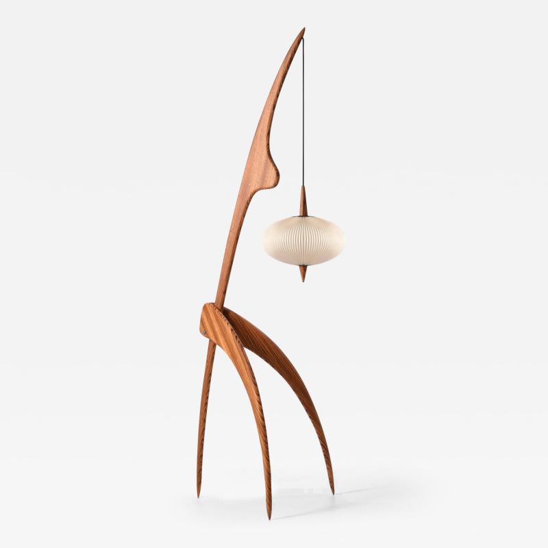  Rispal Limited Edition Rispal Preying Mantis Z brant Floor Lamp in Zebra Wood