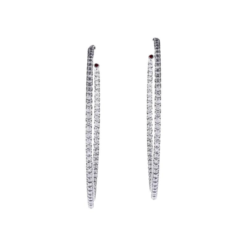  Roberto Coin ROBERTO COIN LARGE DIAMOND HOOP EARRINGS