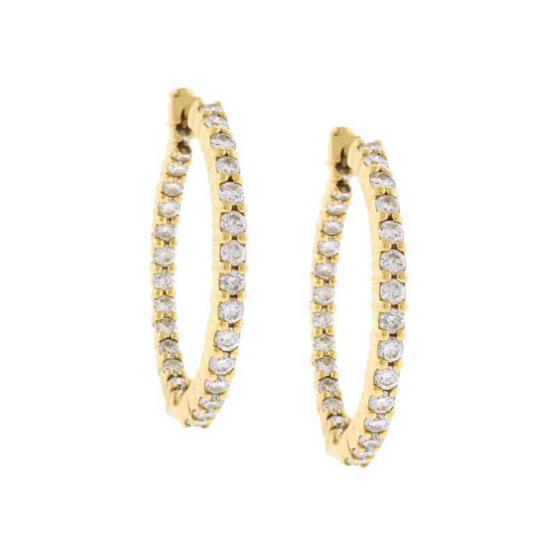  Roberto Coin Roberto Coin Inside Out Diamond Hoop Earrings