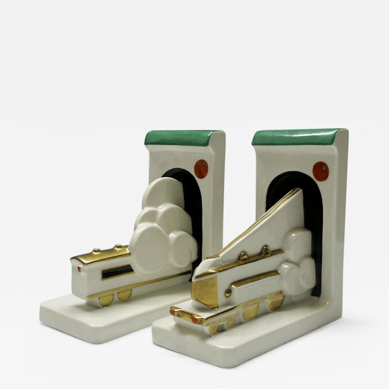  Robj Co Art Deco Cubist Train Bookends