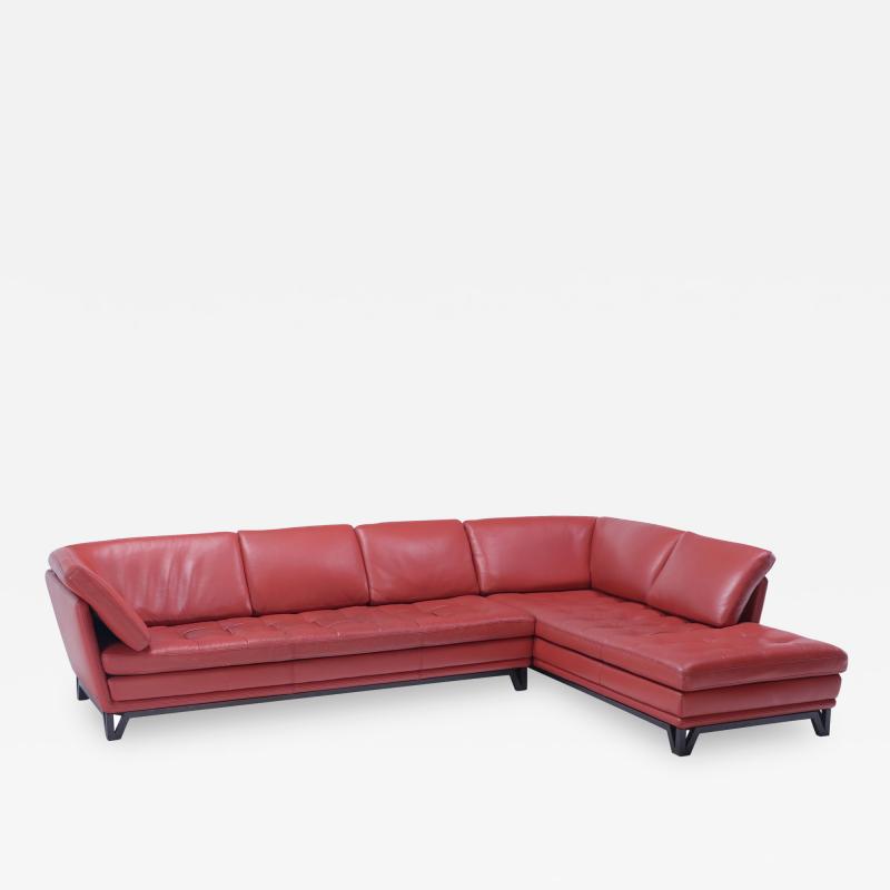  Roche Bobois A Roche Bobois Cinnamon Brown Leather Sectional Sofa designed by Philippe Bouix 