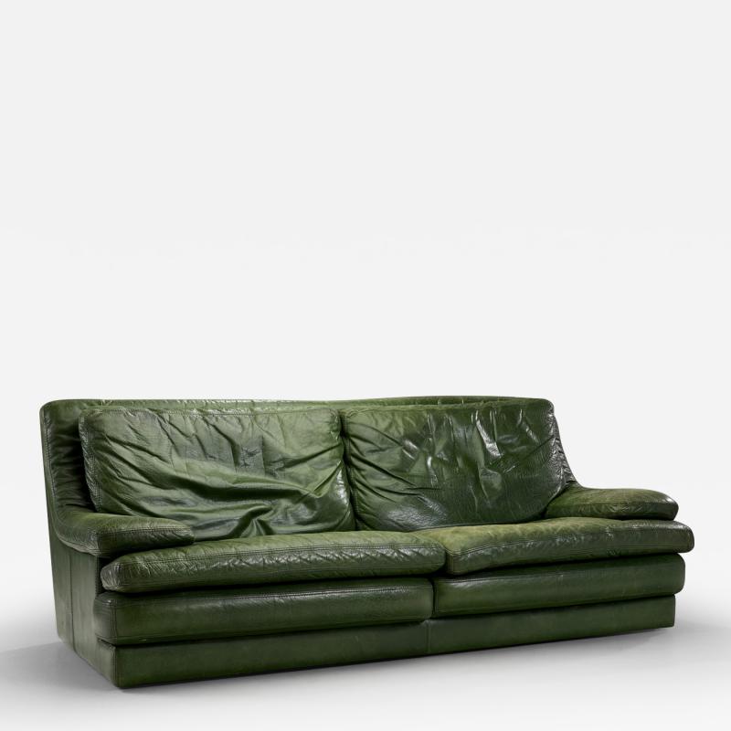  Roche Bobois Italian Leather Sofa by Roche Bobois Italy 1960s