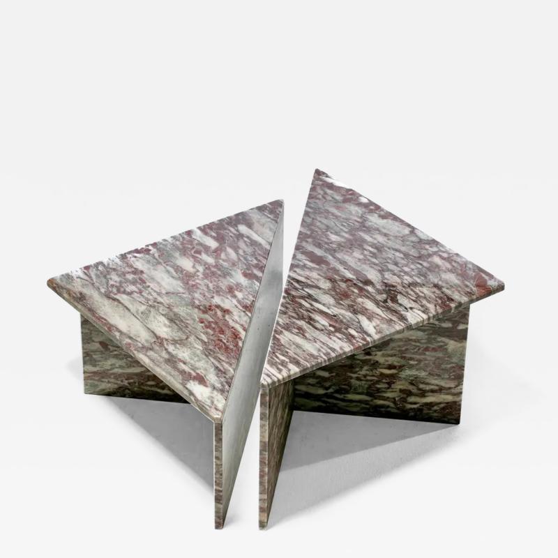  Roche Bobois Post Modern Norwegian Fauske Marble Two Piece Sculptural Coffee Table