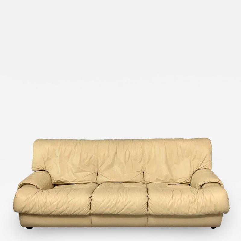  Roche Bobois Postmodern 1980s Sofa by Roche Bobois in Draped Soft Leather