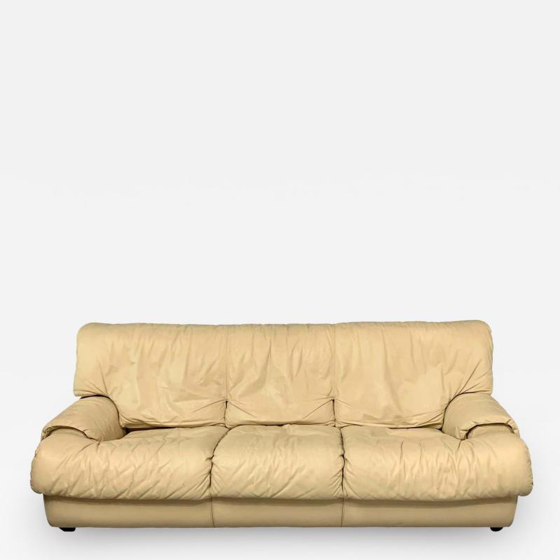  Roche Bobois Postmodern 1980s Sofa by Roche Bobois in Draped Soft Leather