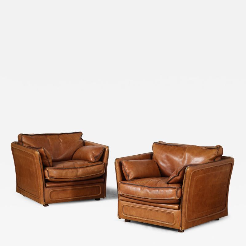  Roche Bobois Roche Bobois Pair of Leather Lounge Chairs circa 1970