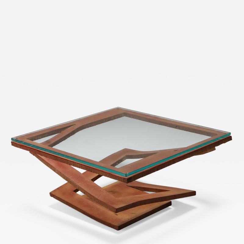  Roche Bobois Steel coffee table by Maurice Barilone for Roche Bobois 1980s